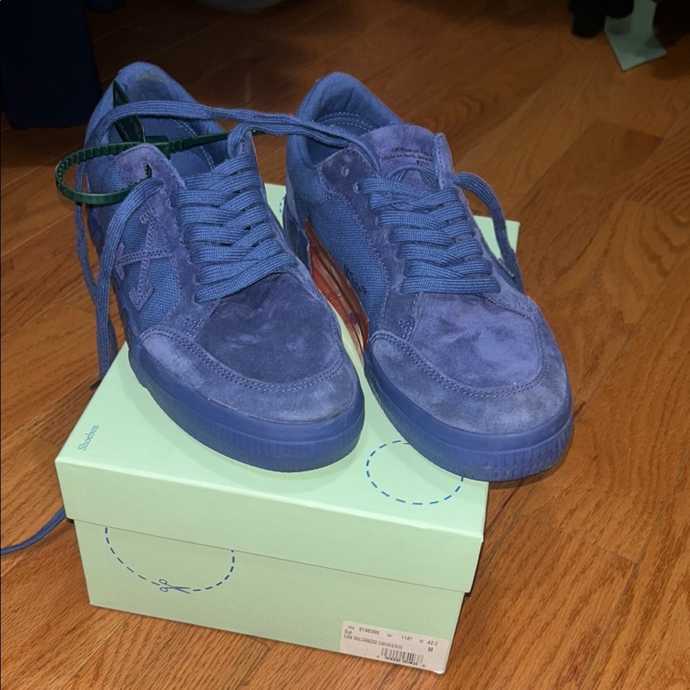 Off-White Blue Suede Low Vulcanized Sneakers